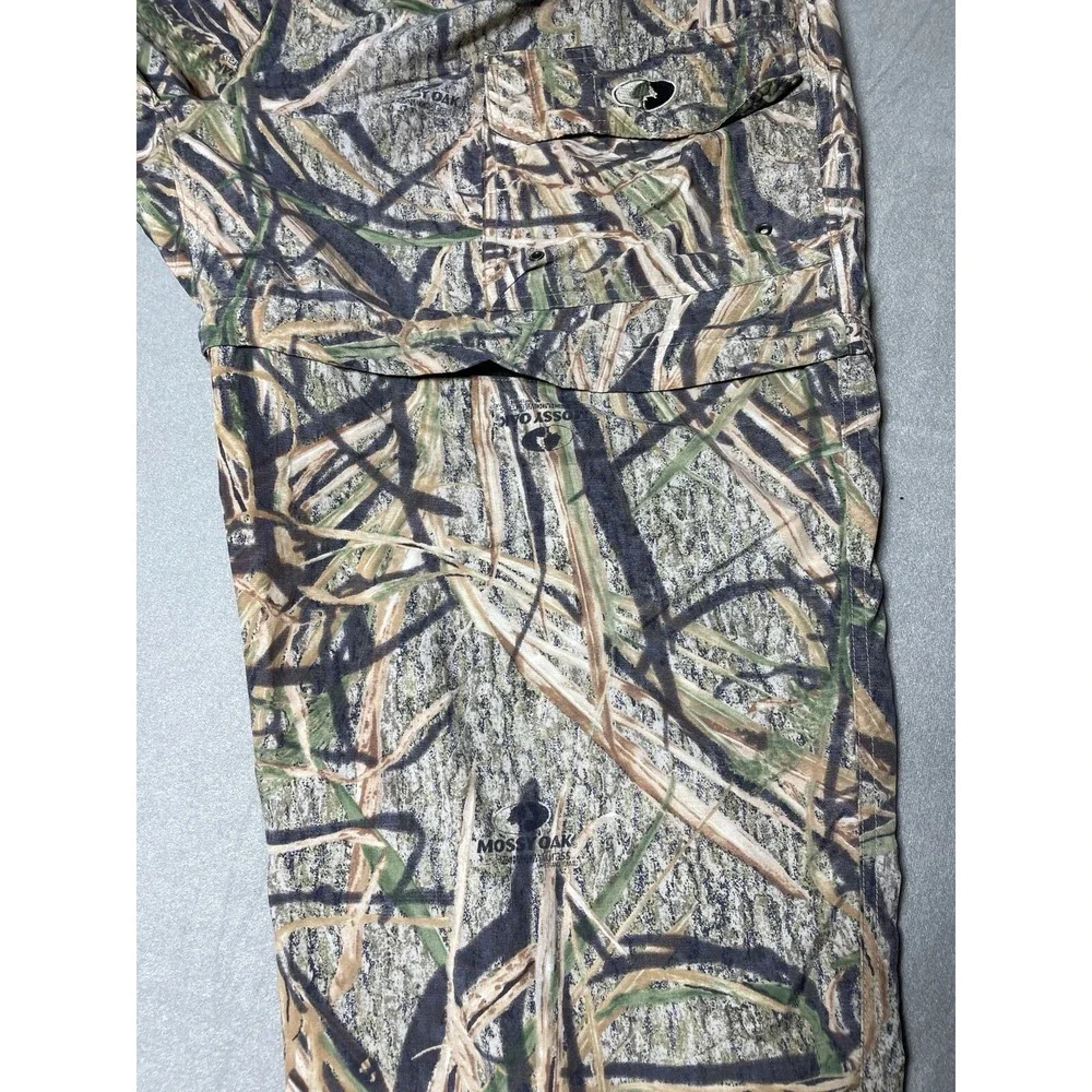 Men's 2XL Mossy Oak Camo Cargo Pants Nylon Break Up‎ Outdoor Lightweight Belt